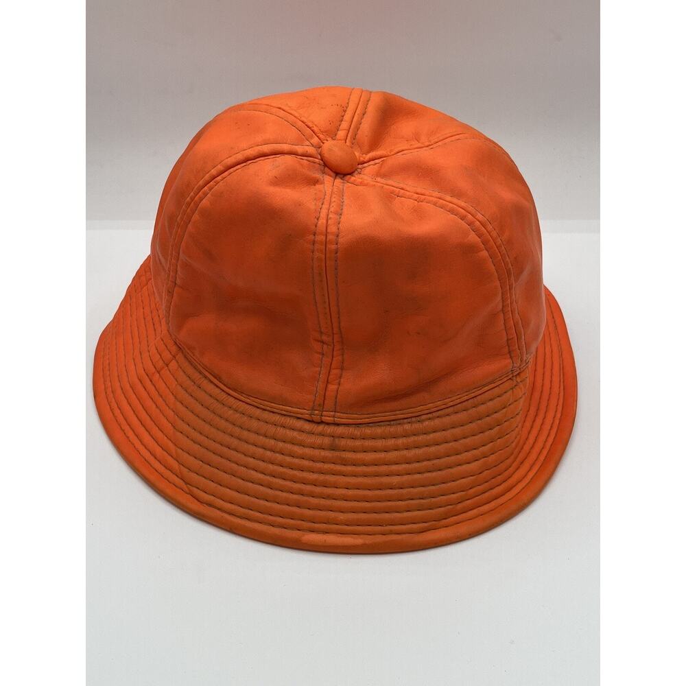 VTG 70s 80s YoungAn Blaze Orange Hunting Hip Bucket Hat Outdoor Men's Med. Flaps